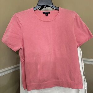 Lands’ End Women’s XL Pink Short Sleeve Knit Sweater Pullover Top runs small
